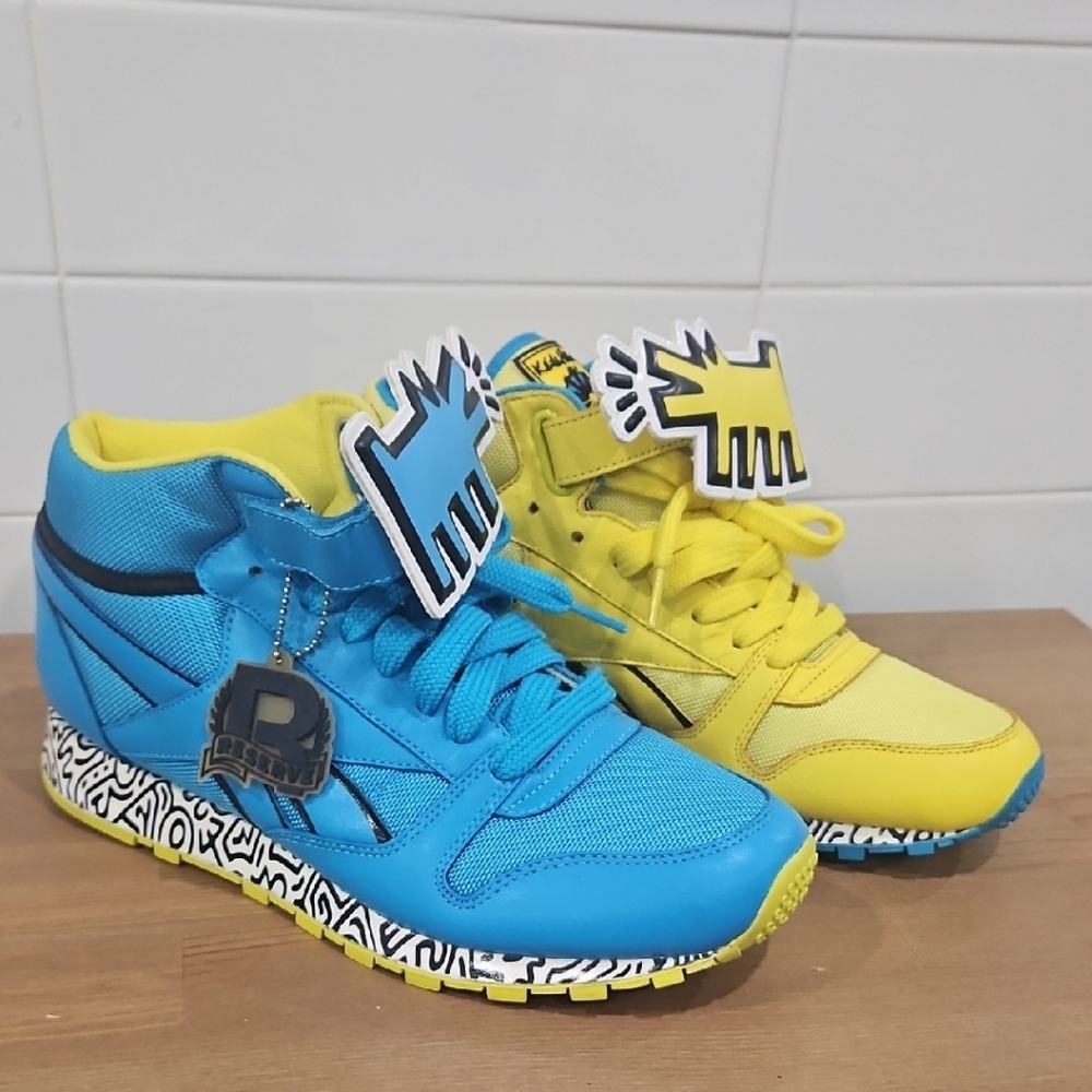 Reebok Keith haring classic leather mid strap lux sneakers size 8.5 men's